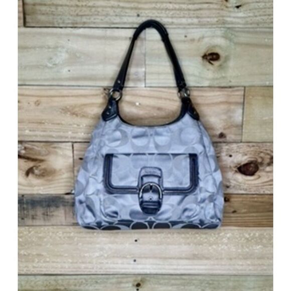 Coach Handbags - Coach Campbell Signature Hobo Canvas Handbag Purse Tan Brown Double Strap